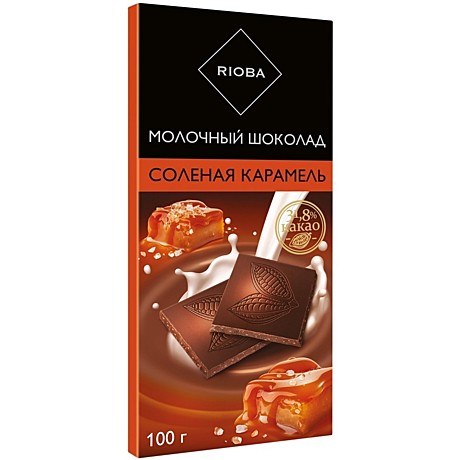 Шоколад RIOBA, молочный соленая карамель, 100гр.